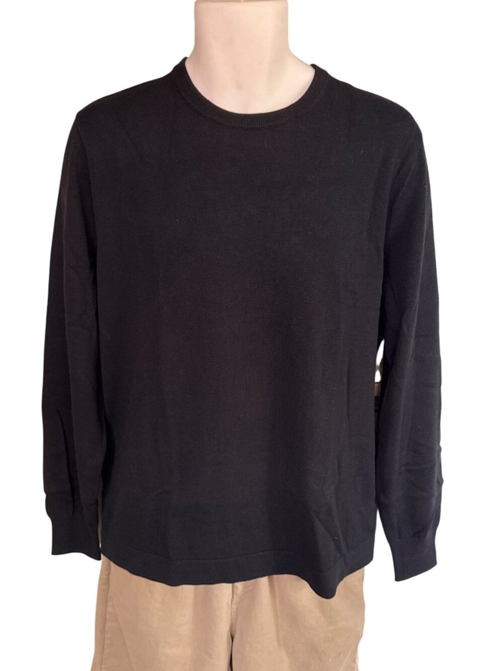 J Crew Mens Long Sleeve Crewneck Sweater Tee~Size M~Black Cotton NWT L16 09